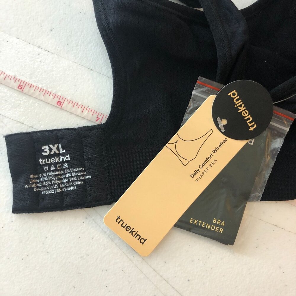 Truekind Daily Comfort Wirefree Shaper Bra with Extender Black 3XL - Picture 3 of 4